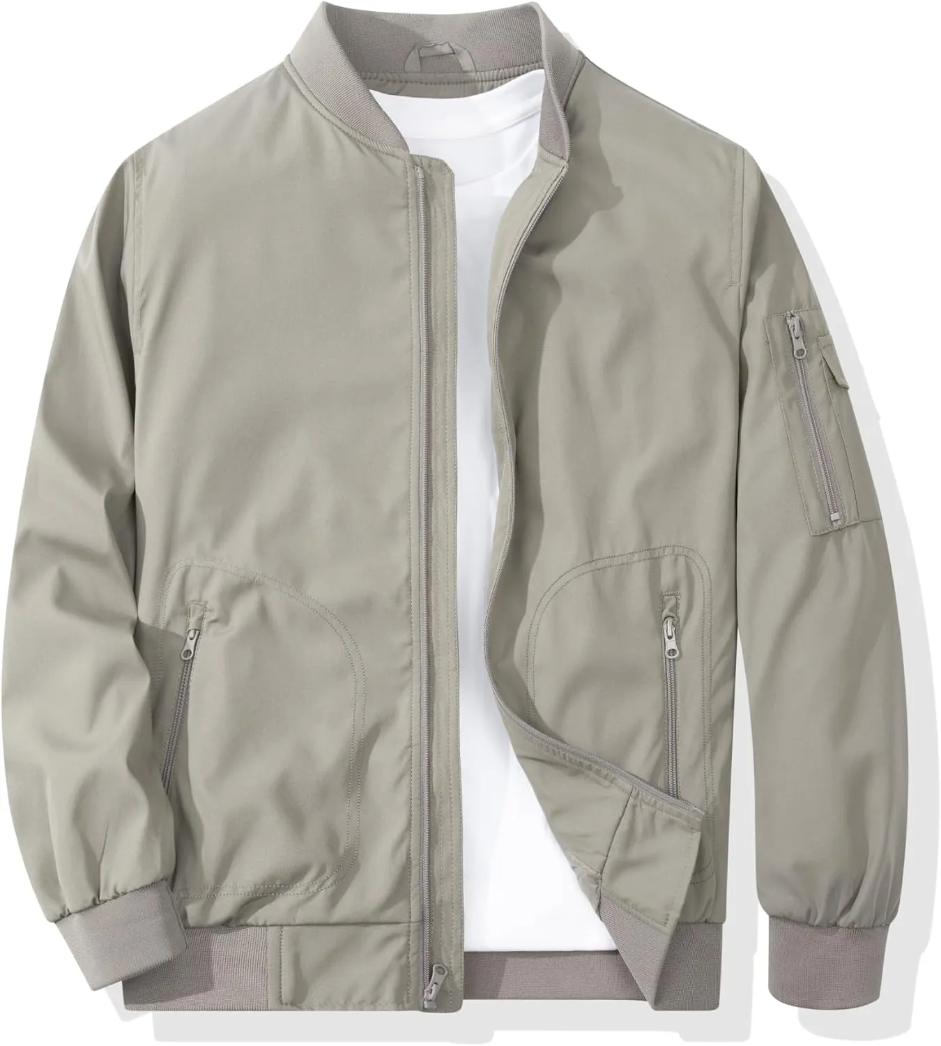 Men's Bomber Jacket Casual Fashion Lightweight Windbreaker Outdoor Flight Coat Jackets