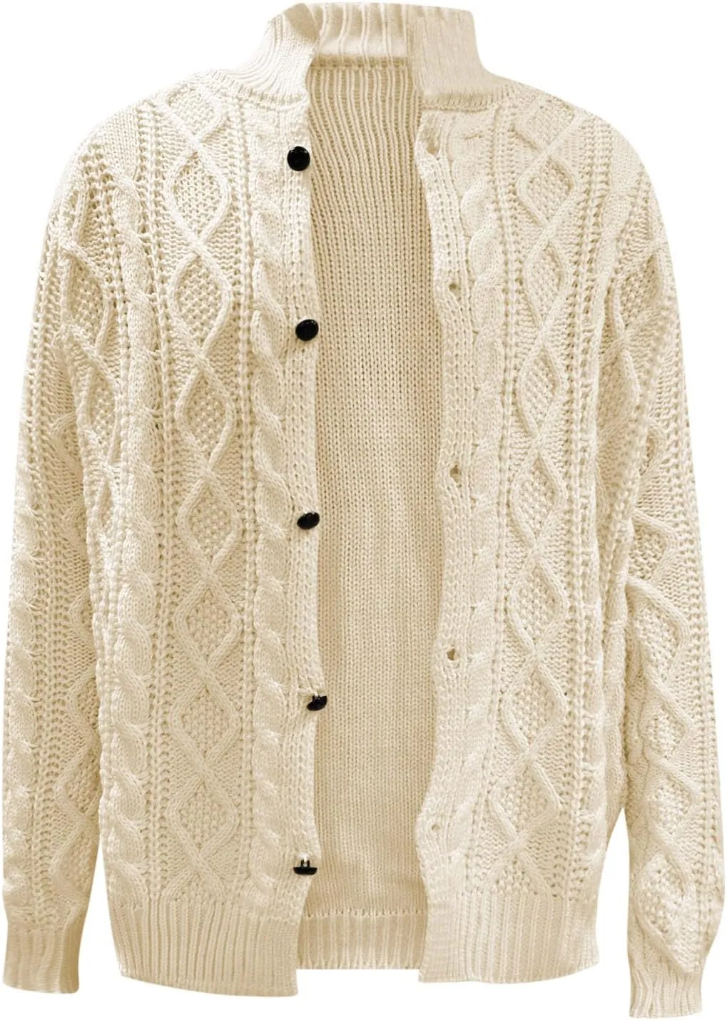 Mens Cardigan Sweaters with Buttons Men's Shawl Collar Cardigan Sweaters Cable Knitted Sweater with Button Acrylic M-4XL
