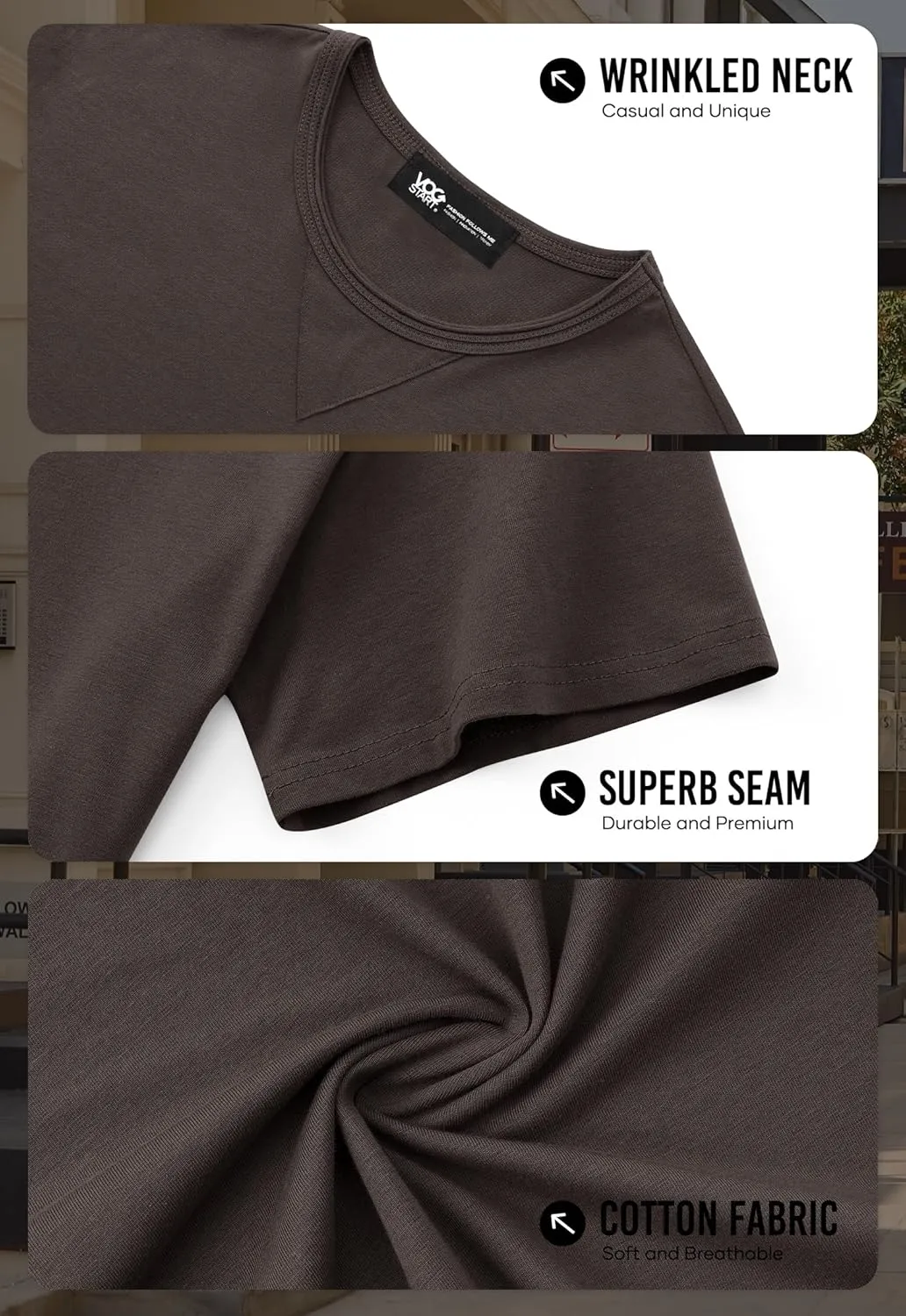 Men's Casual Tee Cotton Stretch Muscle Lightweight Crewneck Workout T-Shirt (S-XXL)
