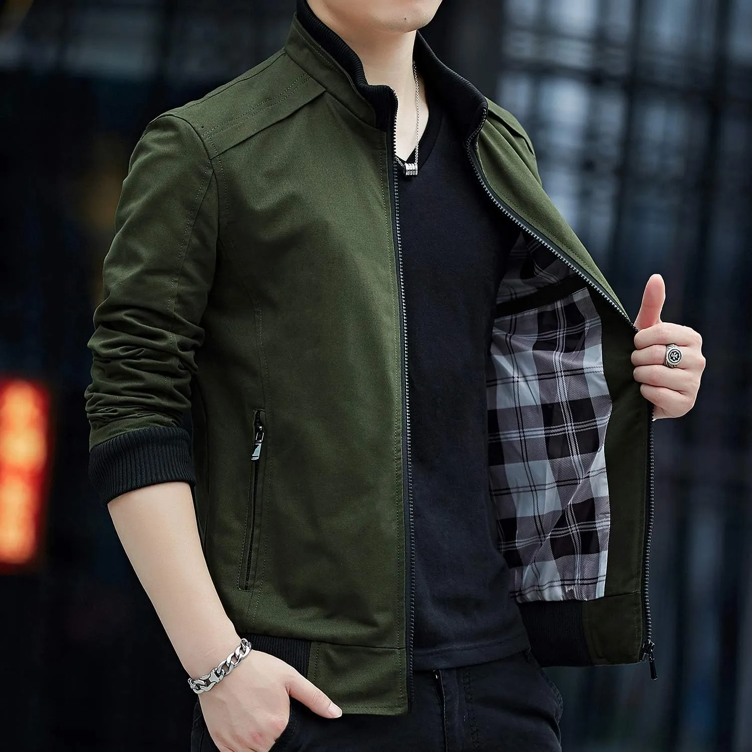 Mens Casual Windbreaker Outerwear Cotton Lightweight Jackets