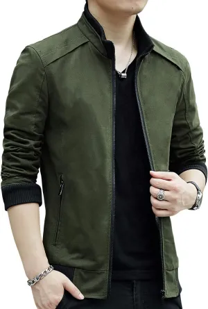 Mens Casual Windbreaker Outerwear Cotton Lightweight Jackets