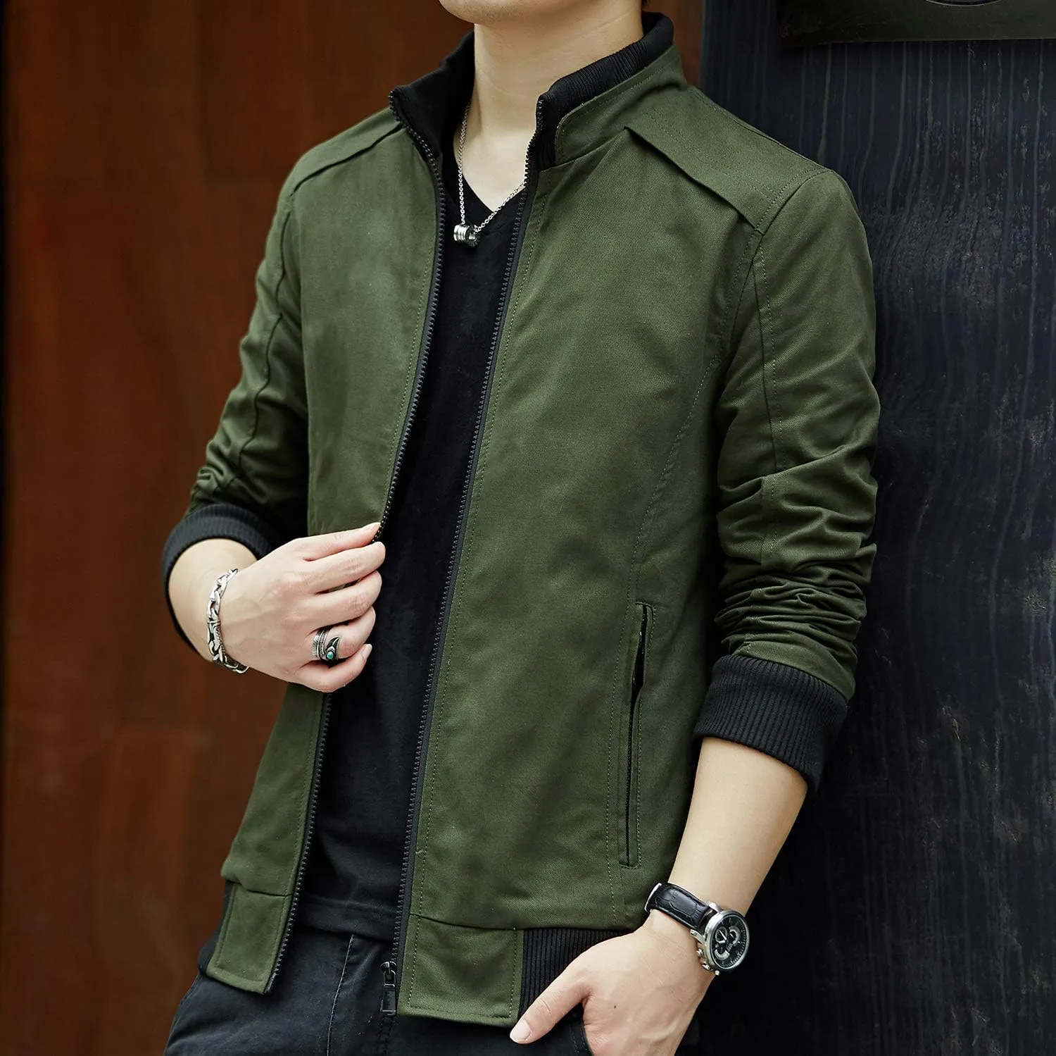 Mens Casual Windbreaker Outerwear Cotton Lightweight Jackets