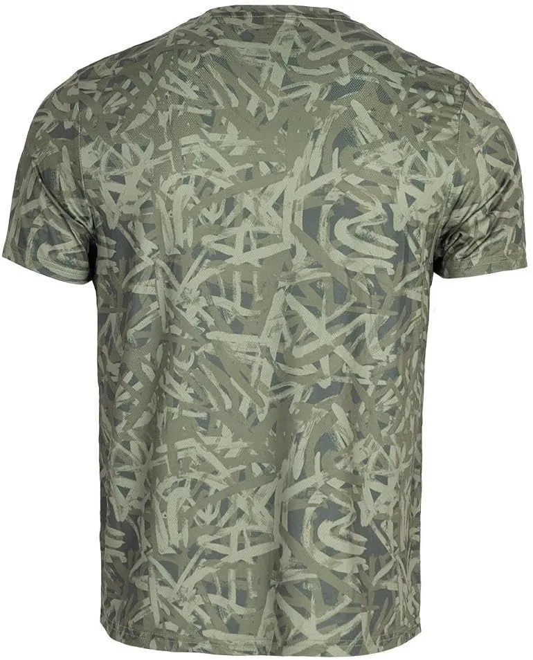 Men's Graffiti Allover Print Tennis Crew Olivine