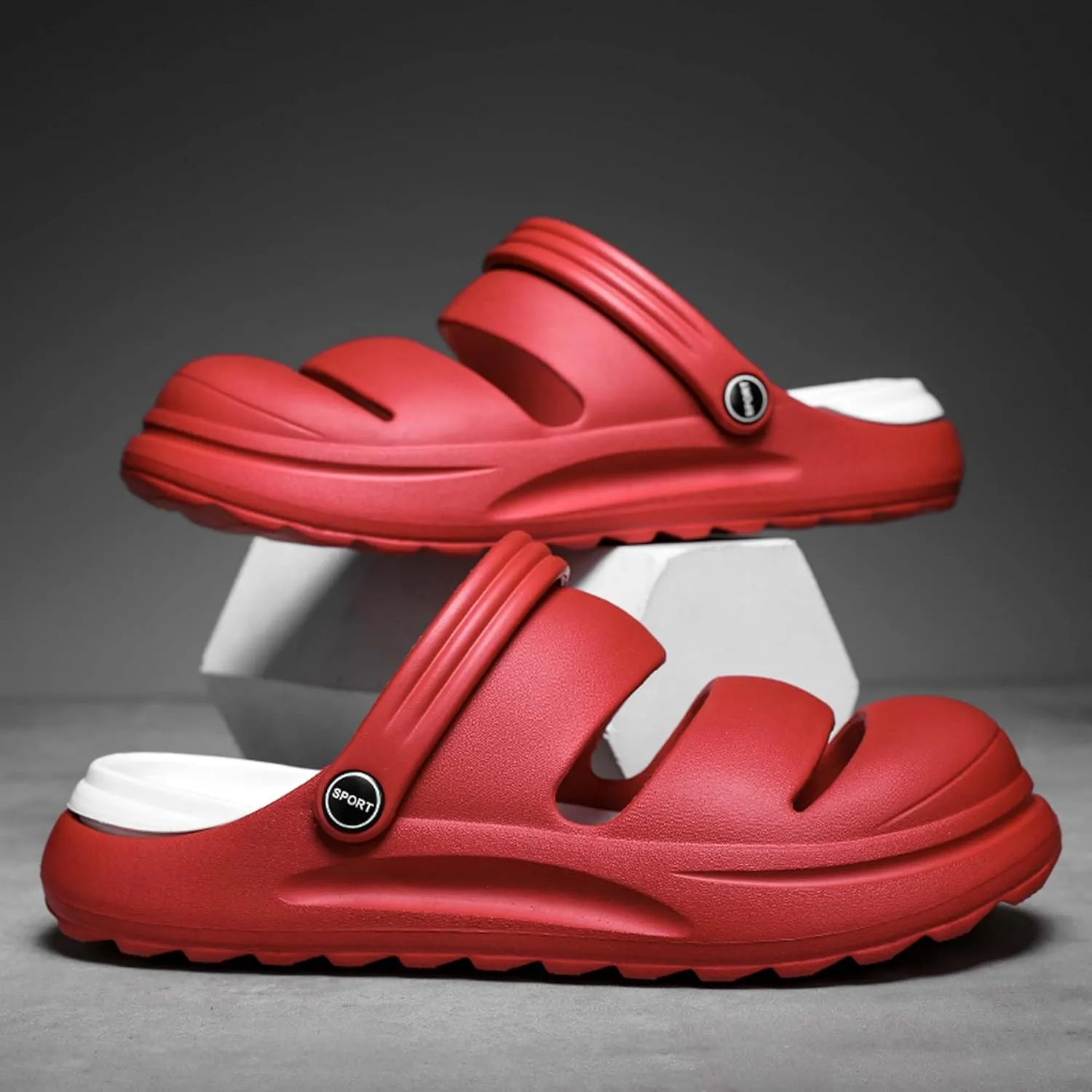 Men's Graffiti Toe Closed Shallow Breathable Beach Water Shoes, Lightweight Casual Anti Slip Chef Shoes, Wide Casual Garden Shoes, Lightweight Comfortable Walking Shoes