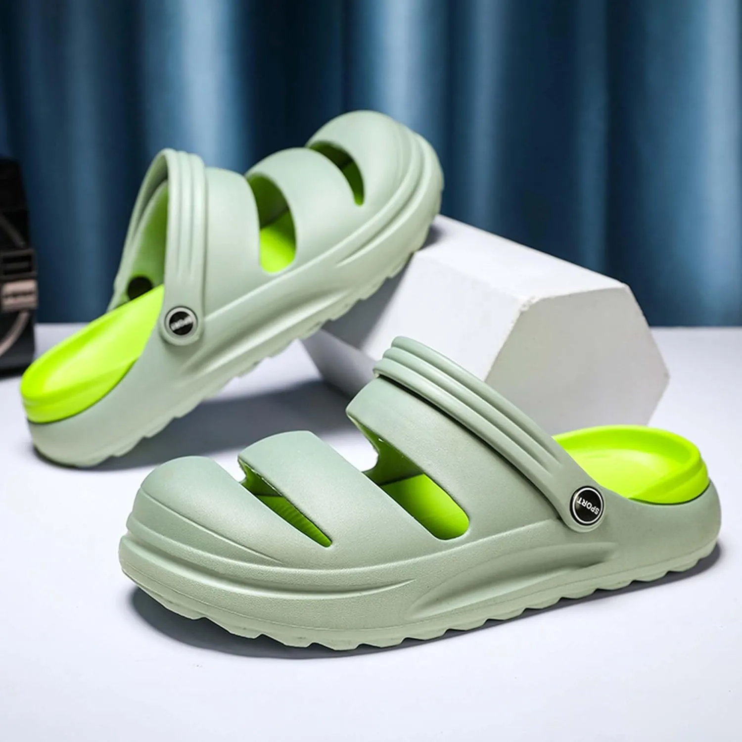 Men's Graffiti Toe Closed Shallow Breathable Beach Water Shoes, Lightweight Casual Anti Slip Chef Shoes, Wide Casual Garden Shoes, Lightweight Comfortable Walking Shoes