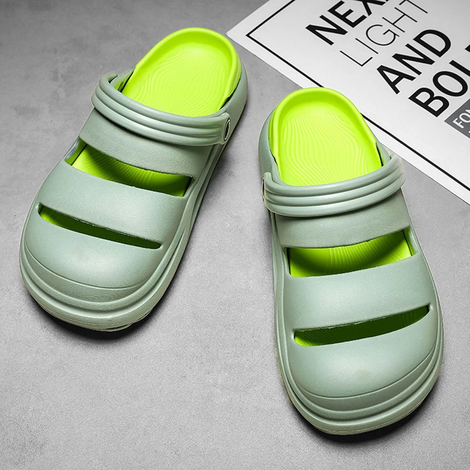 Men's Graffiti Toe Closed Shallow Breathable Beach Water Shoes, Lightweight Casual Anti Slip Chef Shoes, Wide Casual Garden Shoes, Lightweight Comfortable Walking Shoes