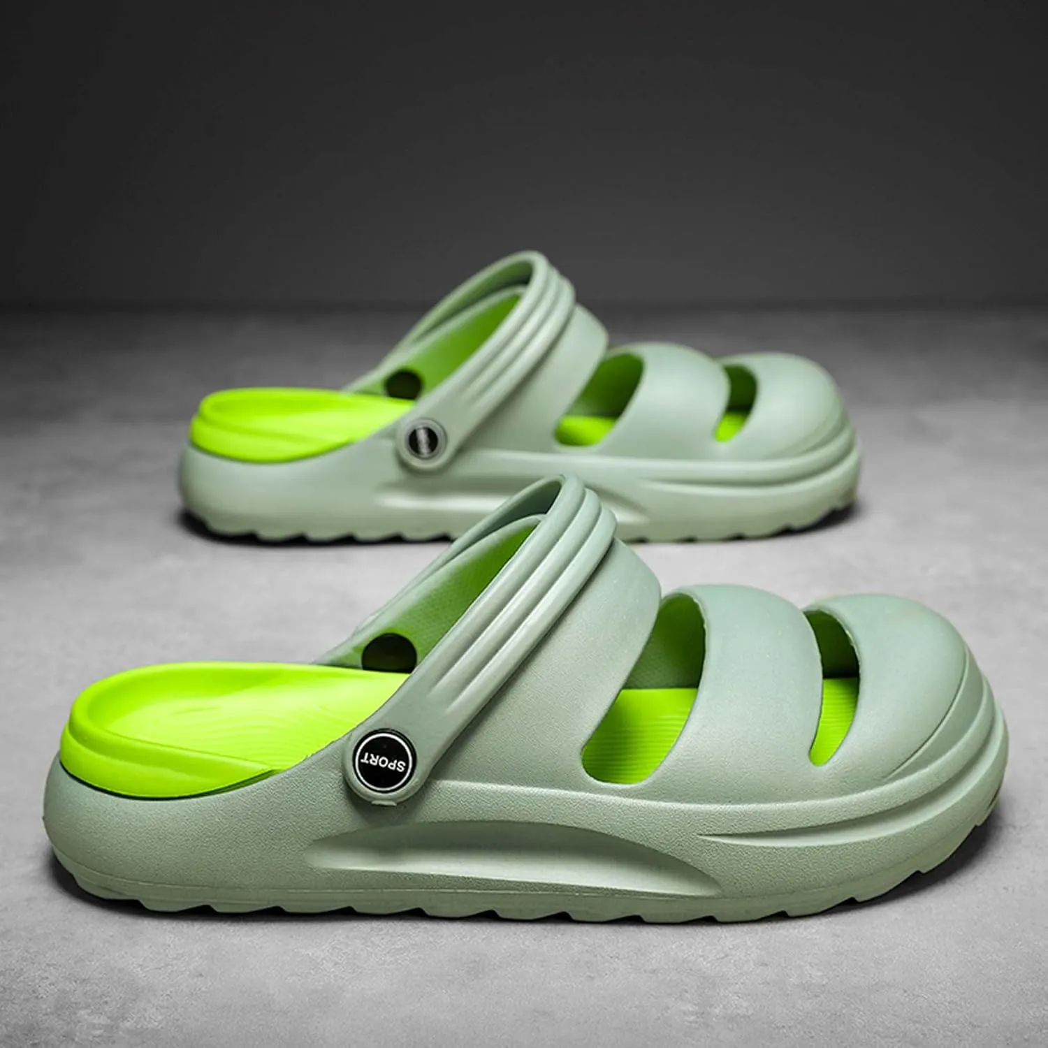 Men's Graffiti Toe Closed Shallow Breathable Beach Water Shoes, Lightweight Casual Anti Slip Chef Shoes, Wide Casual Garden Shoes, Lightweight Comfortable Walking Shoes