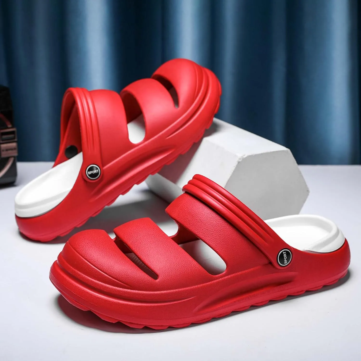 Men's Graffiti Toe Closed Shallow Breathable Beach Water Shoes, Lightweight Casual Anti Slip Chef Shoes, Wide Casual Garden Shoes, Lightweight Comfortable Walking Shoes
