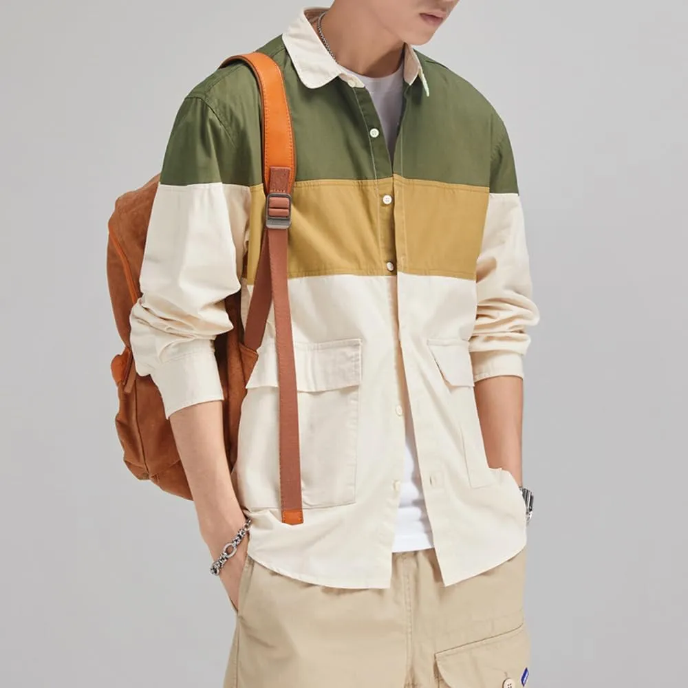 Men's Graphic Long Sleeves Shirts Breathable Cotton Relaxed Fit Casual Shirts