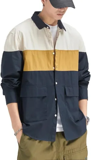 Men's Graphic Long Sleeves Shirts Breathable Cotton Relaxed Fit Casual Shirts