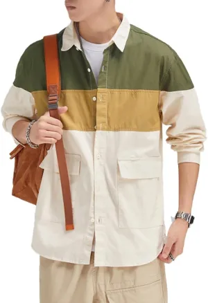 Men's Graphic Long Sleeves Shirts Breathable Cotton Relaxed Fit Casual Shirts