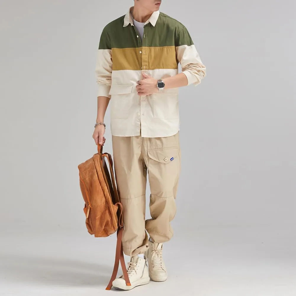 Men's Graphic Long Sleeves Shirts Breathable Cotton Relaxed Fit Casual Shirts