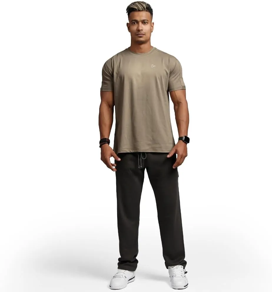 Men's Gym Running Casual Roll-up Sleeves Short Sleeve Crew Neck Wicking Breathable Fitness Muscle Athletic T-Shirts