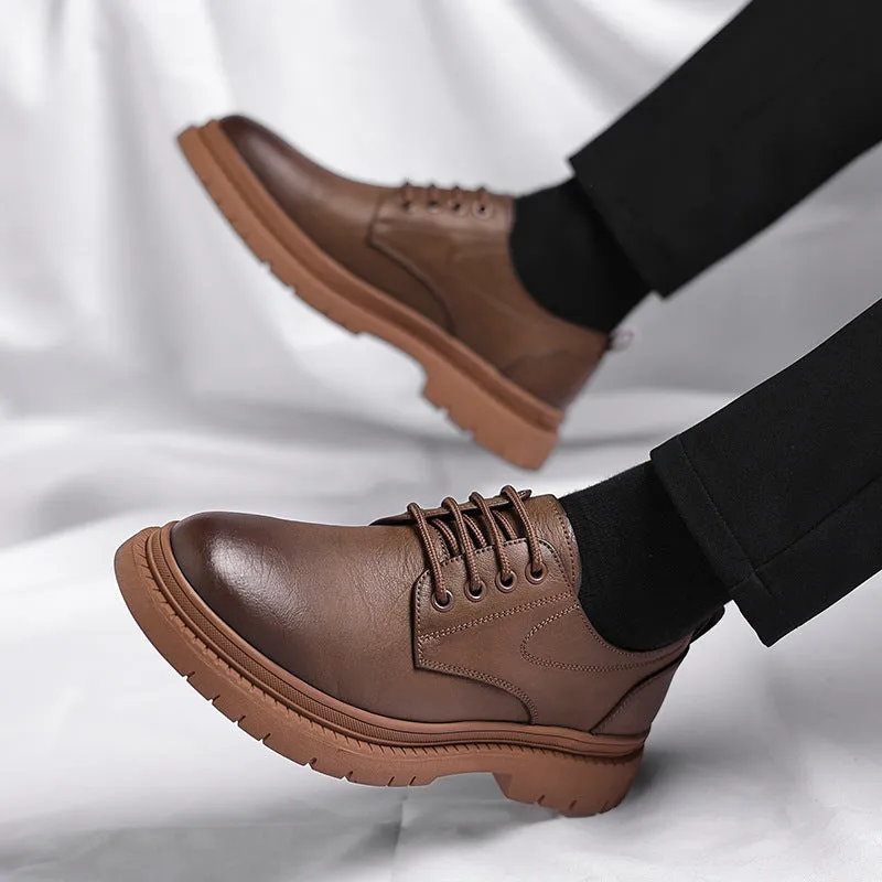 Men's Leather Breathable Low-Top Casual Shoes