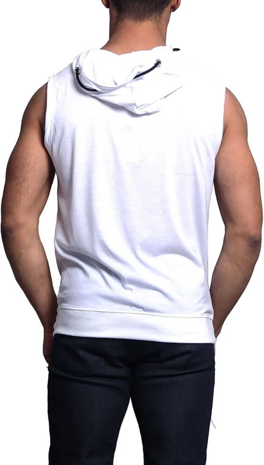 Men's Lightweight Athletic Casual Sleeveless Contrast Zipper Hoodie