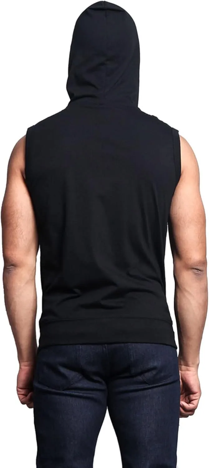 Men's Lightweight Athletic Casual Sleeveless Contrast Zipper Hoodie