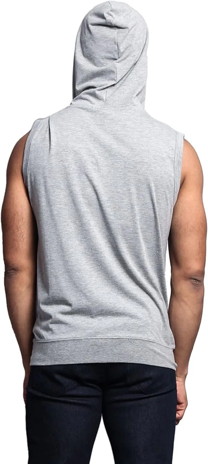 Men's Lightweight Athletic Casual Sleeveless Contrast Zipper Hoodie