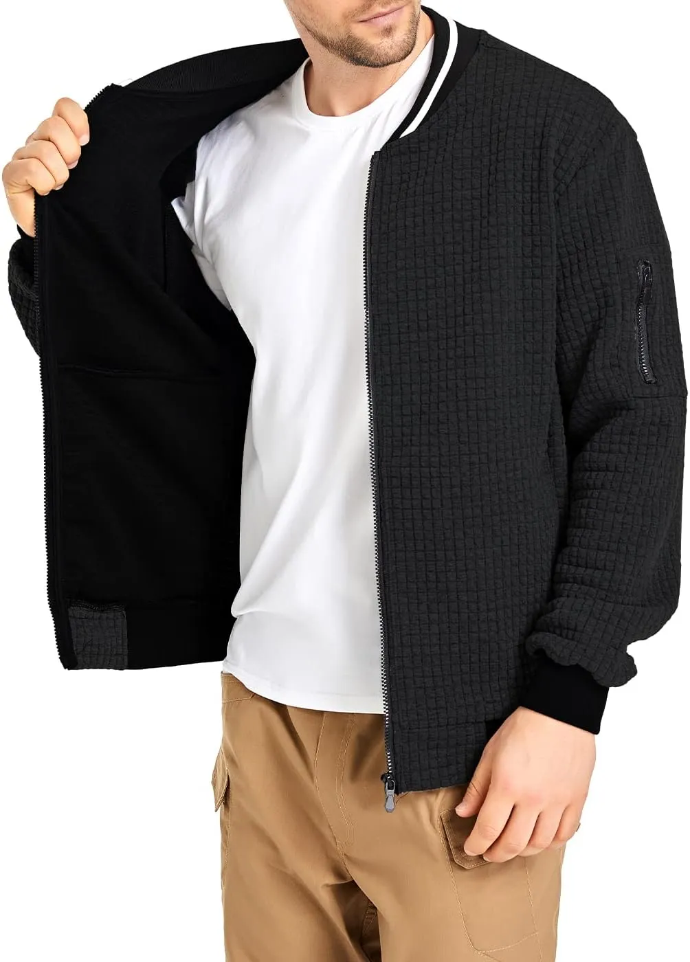 Mens Lightweight Jacket Casual Bomber Jacket Varsity Coat