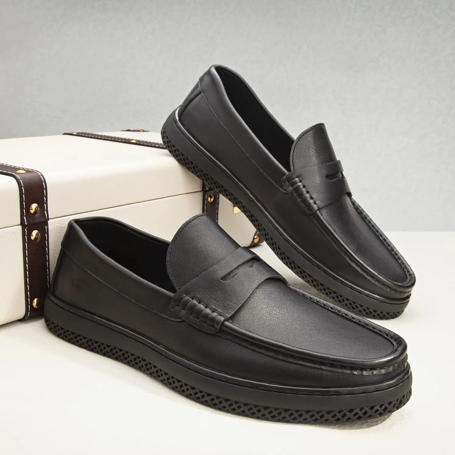 Men's Loafer Premium Genuine Leather Shoes Casual Slip on Shoes Breathable Driving Shoes