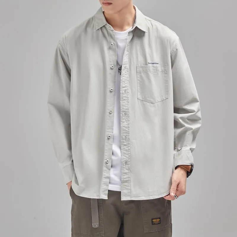 Men's Long Sleeves Casual Shirts Breathable Cotton Solid Relaxed Fit Shirts