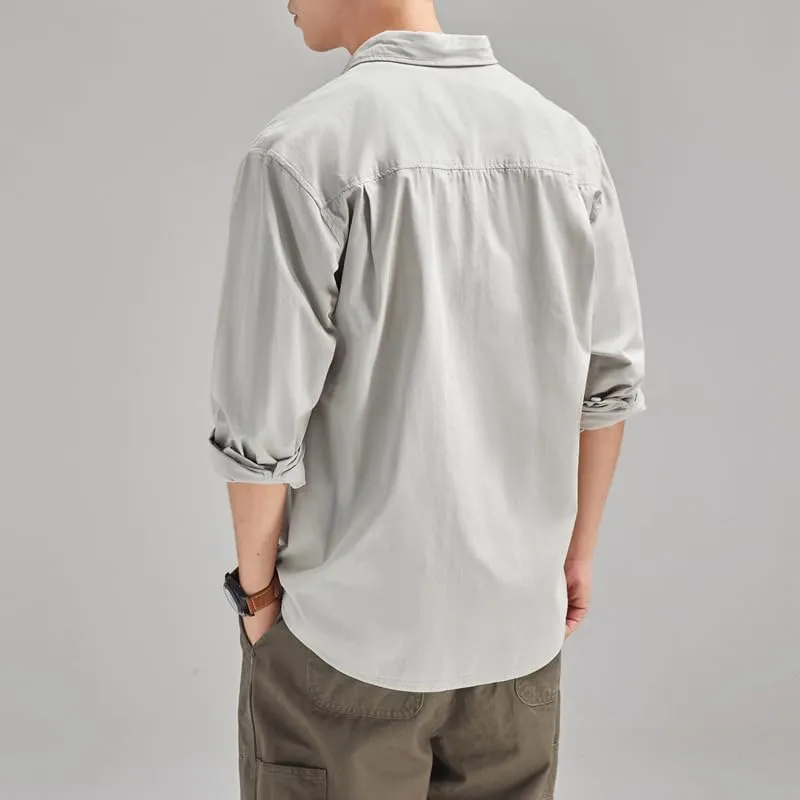 Men's Long Sleeves Casual Shirts Breathable Cotton Solid Relaxed Fit Shirts