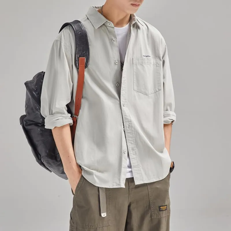 Men's Long Sleeves Casual Shirts Breathable Cotton Solid Relaxed Fit Shirts