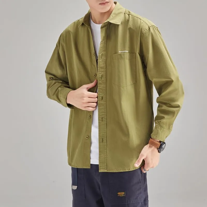 Men's Long Sleeves Casual Shirts Breathable Cotton Solid Relaxed Fit Shirts