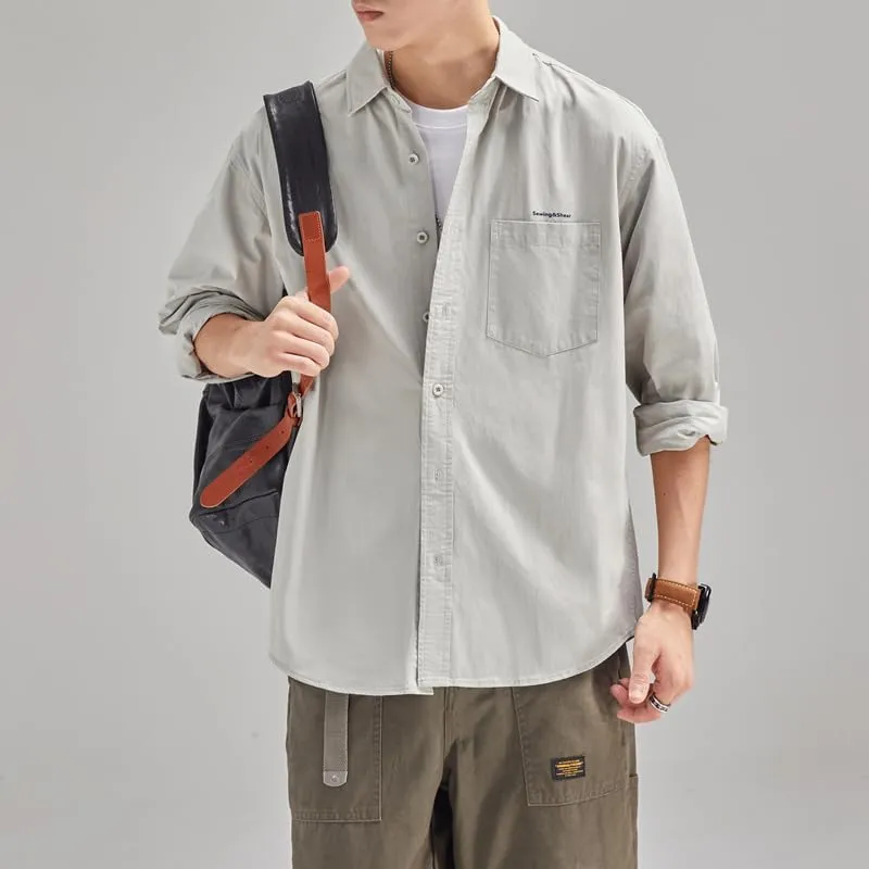 Men's Long Sleeves Casual Shirts Breathable Cotton Solid Relaxed Fit Shirts
