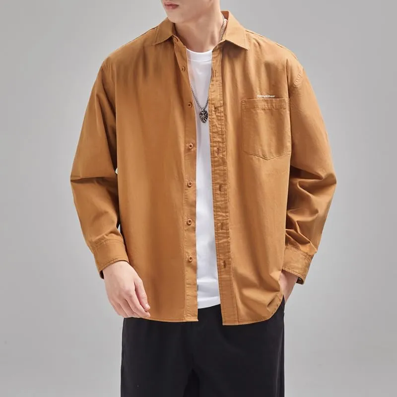 Men's Long Sleeves Casual Shirts Breathable Cotton Solid Relaxed Fit Shirts