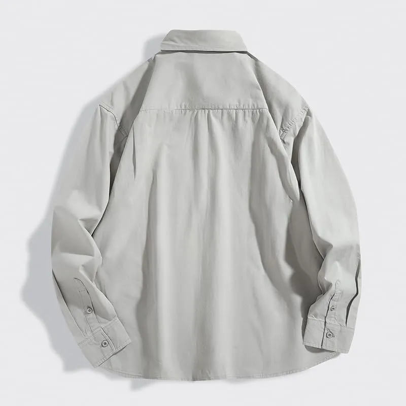 Men's Long Sleeves Casual Shirts Breathable Cotton Solid Relaxed Fit Shirts