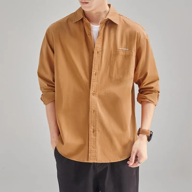 Men's Long Sleeves Casual Shirts Breathable Cotton Solid Relaxed Fit Shirts