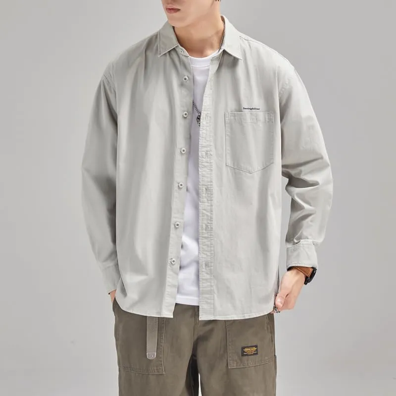 Men's Long Sleeves Casual Shirts Breathable Cotton Solid Relaxed Fit Shirts