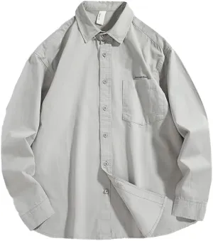 Men's Long Sleeves Casual Shirts Breathable Cotton Solid Relaxed Fit Shirts