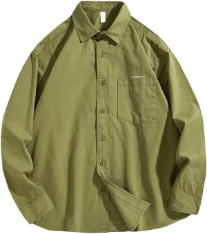 Men's Long Sleeves Casual Shirts Breathable Cotton Solid Relaxed Fit Shirts