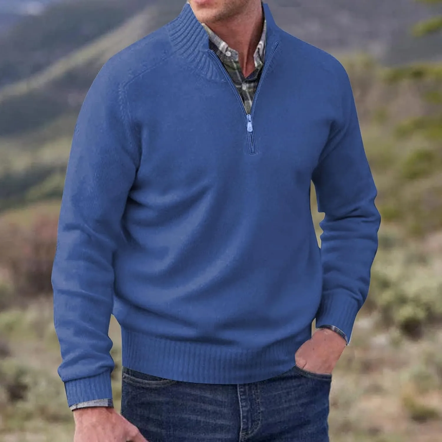 Mens Quarter Zip Sweater Irish Fisherman Sweaters Cable Knit Half Zip Jacquard Pullover Sweater