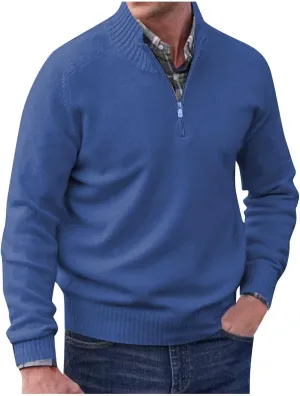Mens Quarter Zip Sweater Irish Fisherman Sweaters Cable Knit Half Zip Jacquard Pullover Sweater