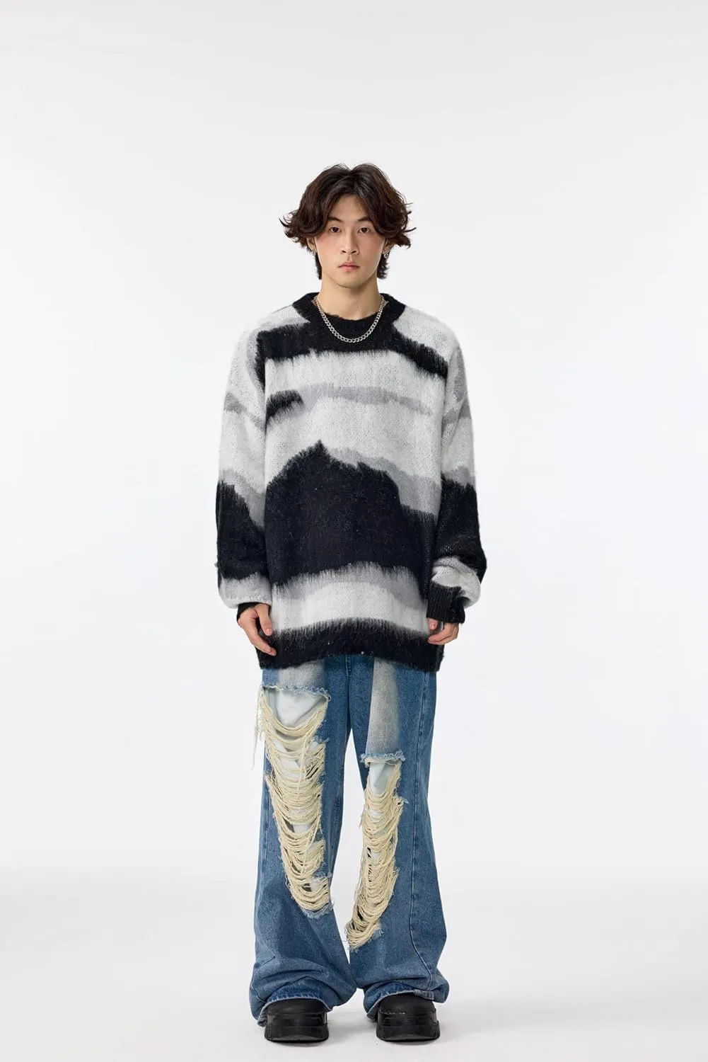 Men's Regular Fit Graffiti Sweaters Long Sleeves Soft Graphic Pullovers