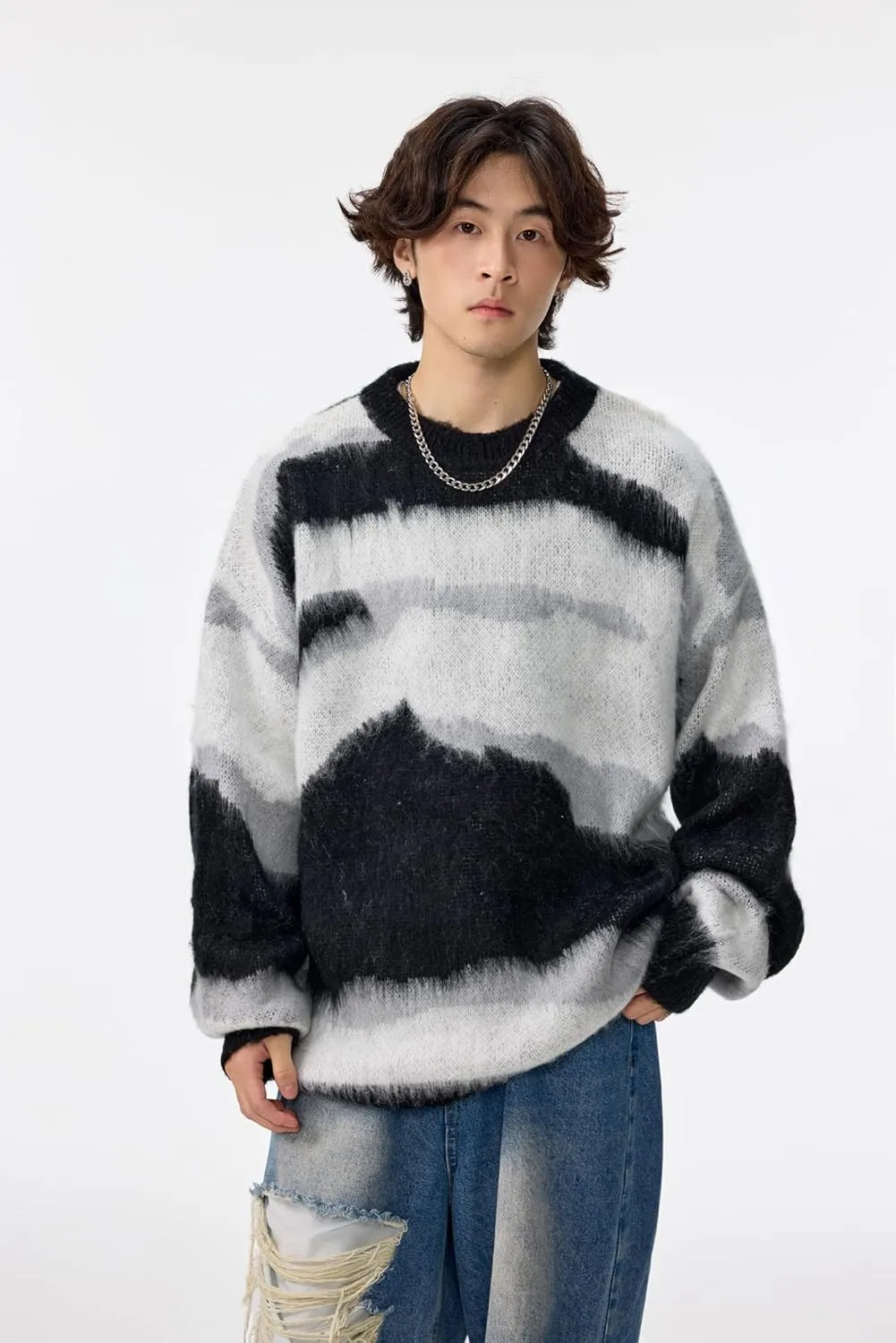 Men's Regular Fit Graffiti Sweaters Long Sleeves Soft Graphic Pullovers