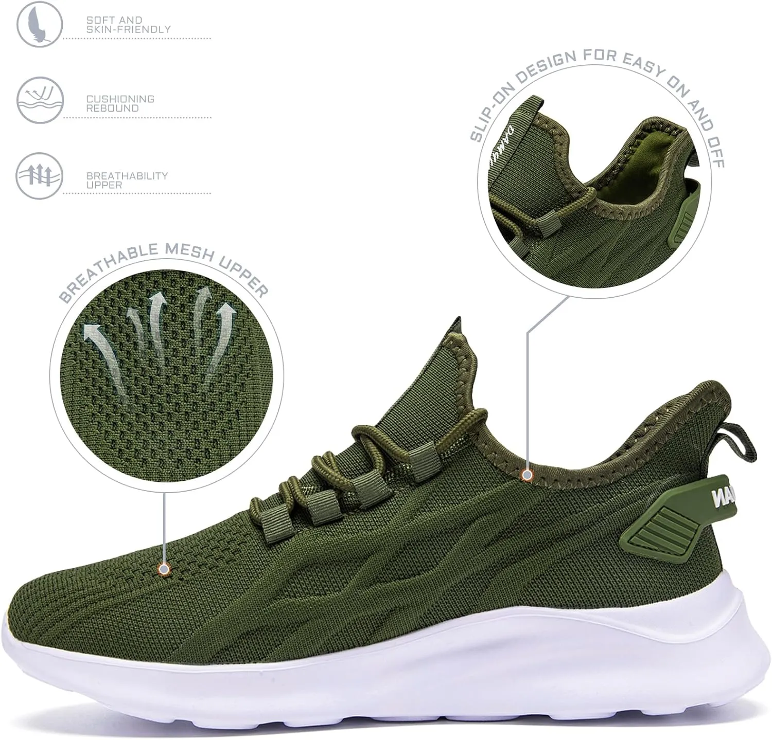 Mens Running Shoes Tennis Sneakers Walking Slip on Gym Workout Athletic Breathable Jogging Sport Casual Shoe