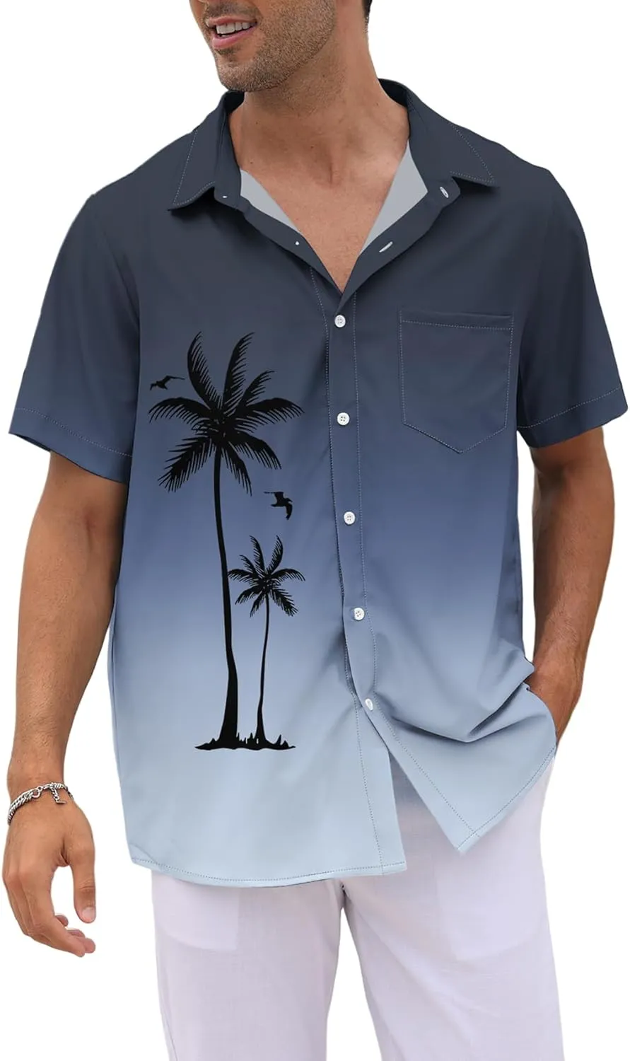 Men's Short Sleeve Button Up Hawaiian Shirt 1950s Vintage Bowling Shirts