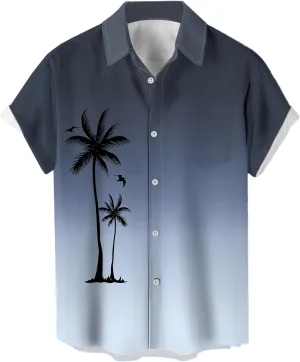 Men's Short Sleeve Button Up Hawaiian Shirt 1950s Vintage Bowling Shirts