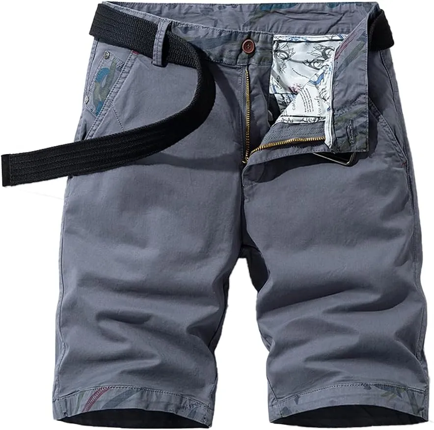 Men's Slim Fit Graffiti Cargo Shorts Summer Multi Pockets Cotton Work Shorts