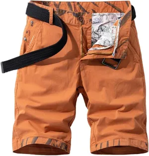 Men's Slim Fit Graffiti Cargo Shorts Summer Multi Pockets Cotton Work Shorts