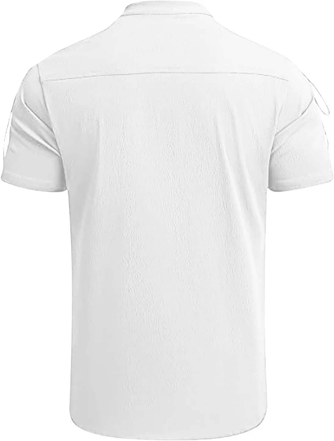 Men's Summer Half-Sleeve Shirts Workout Fitness Sports Breathable Lightweight Beach Shirts Lace-Up Casual Tunic Tops