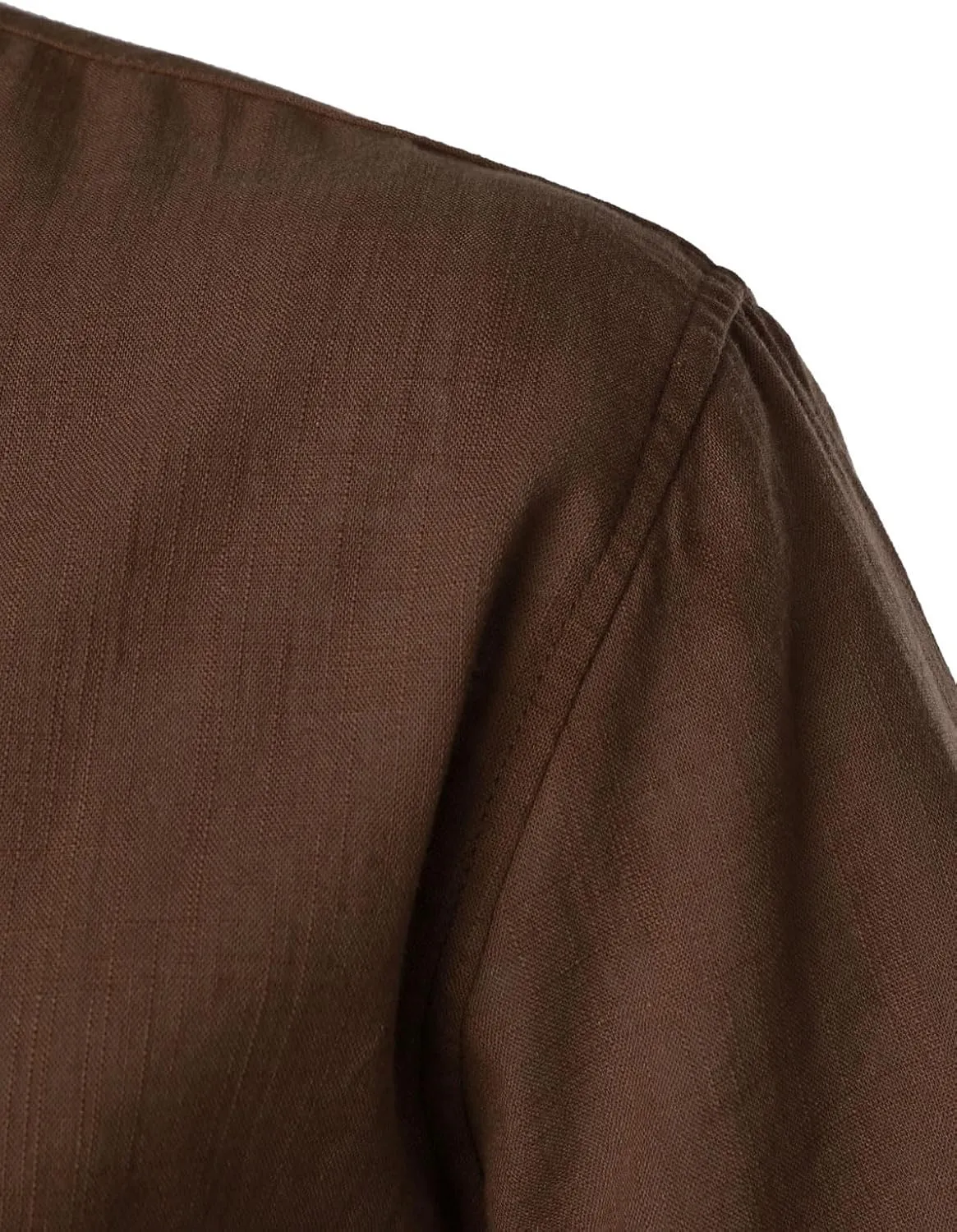 Men's Summer Lightweight Cotton Linen Shirts Casual Short Sleeve Breathable Banded Collar Henley for Beach Vacation