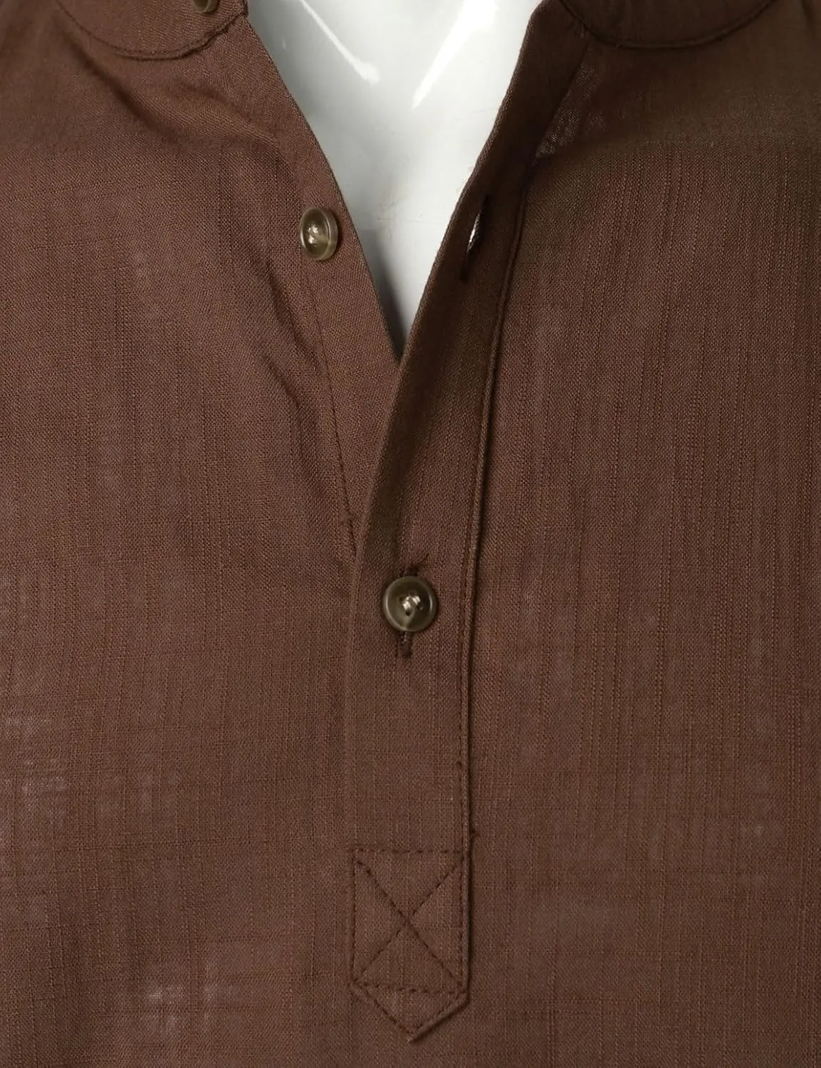 Men's Summer Lightweight Cotton Linen Shirts Casual Short Sleeve Breathable Banded Collar Henley for Beach Vacation