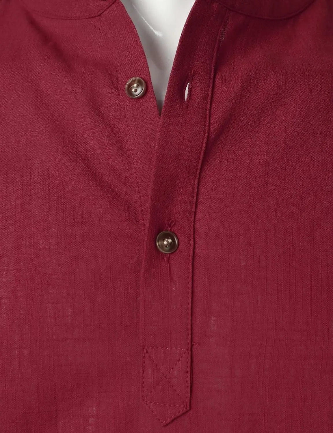 Men's Summer Lightweight Cotton Linen Shirts Casual Short Sleeve Breathable Banded Collar Henley for Beach Vacation
