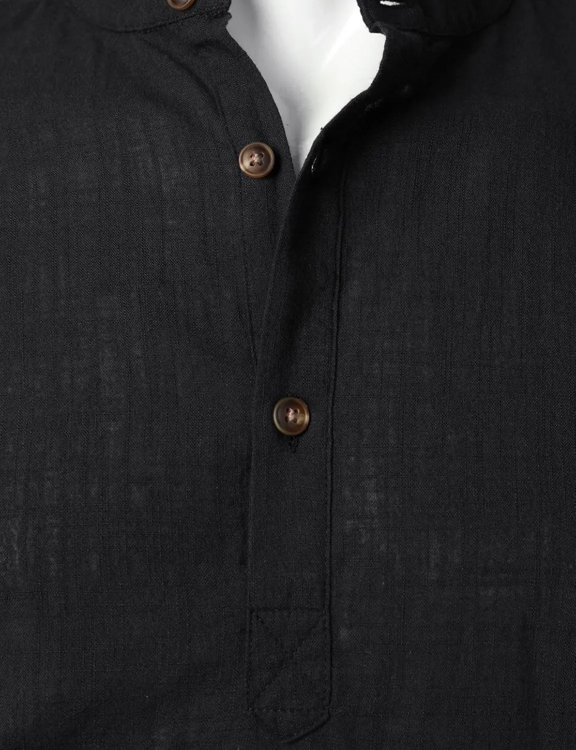 Men's Summer Lightweight Cotton Linen Shirts Casual Short Sleeve Breathable Banded Collar Henley for Beach Vacation