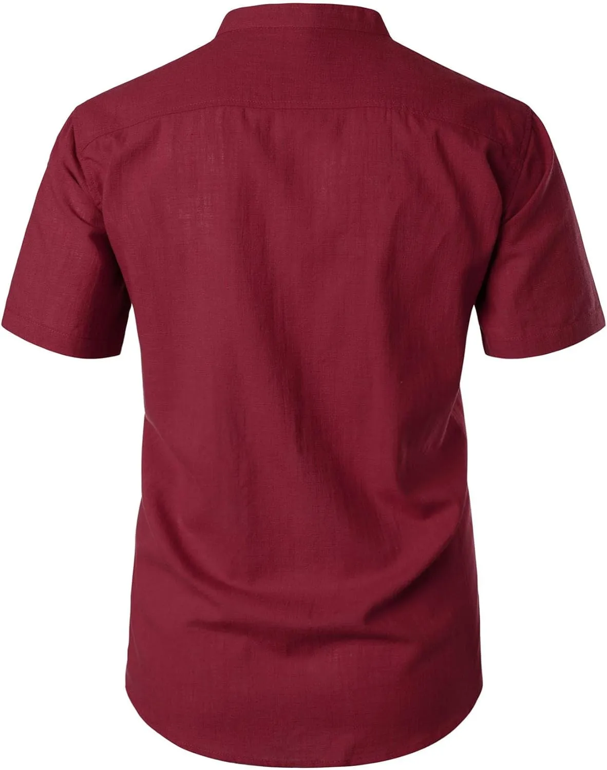 Men's Summer Lightweight Cotton Linen Shirts Casual Short Sleeve Breathable Banded Collar Henley for Beach Vacation