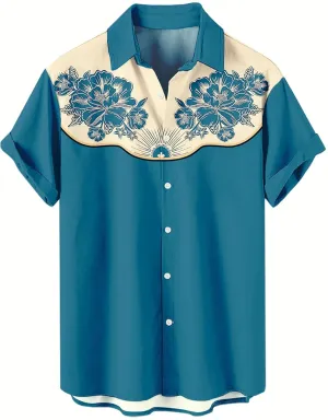 Men's Summer Short Sleeve Button Down Shirt Tropical Flower Palm Tree Beach Vacation Hawaiian Shirt